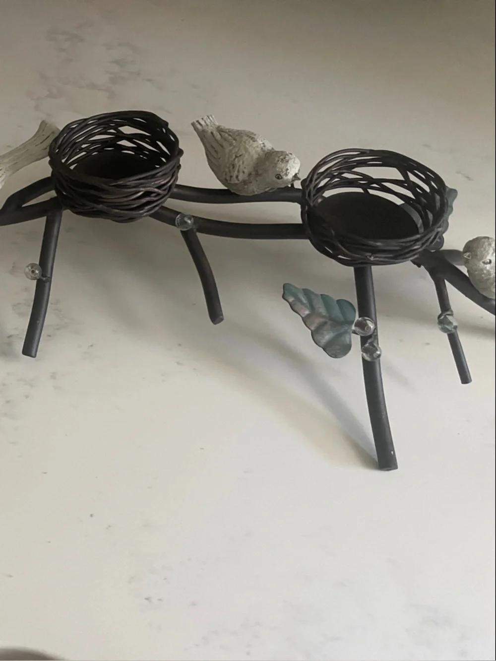 Bird Nest Tealight Centerpiece in Brown and White